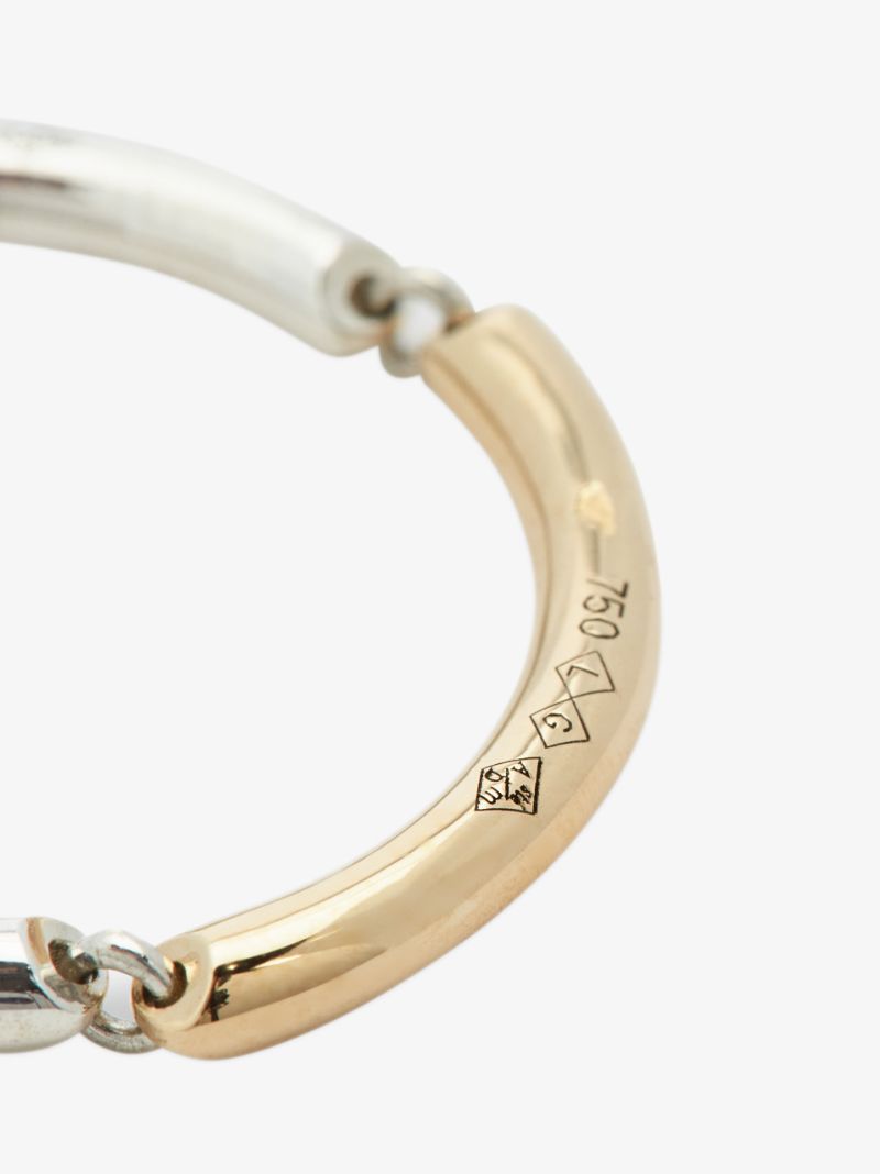 18k Yellow Gold and Sterling Silver La 3g Segment Polished Ring