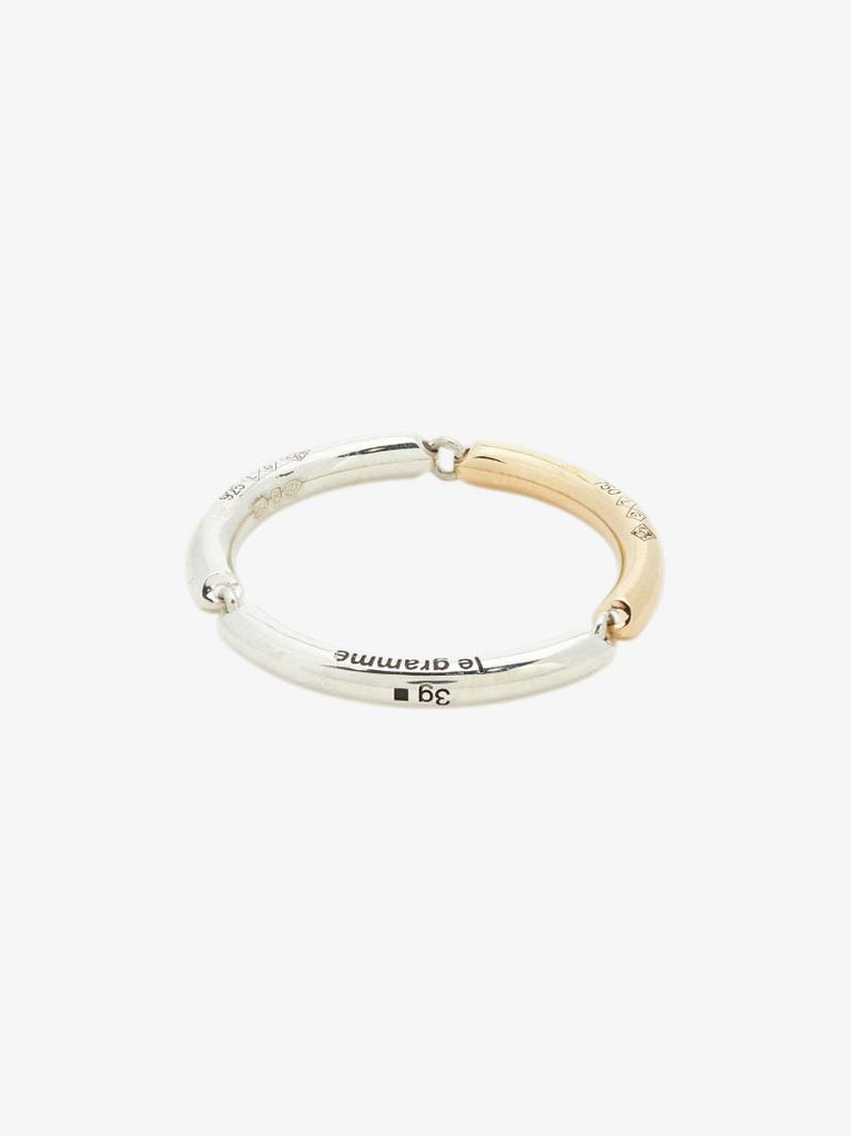 18k Yellow Gold and Sterling Silver La 3g Segment Polished Ring
