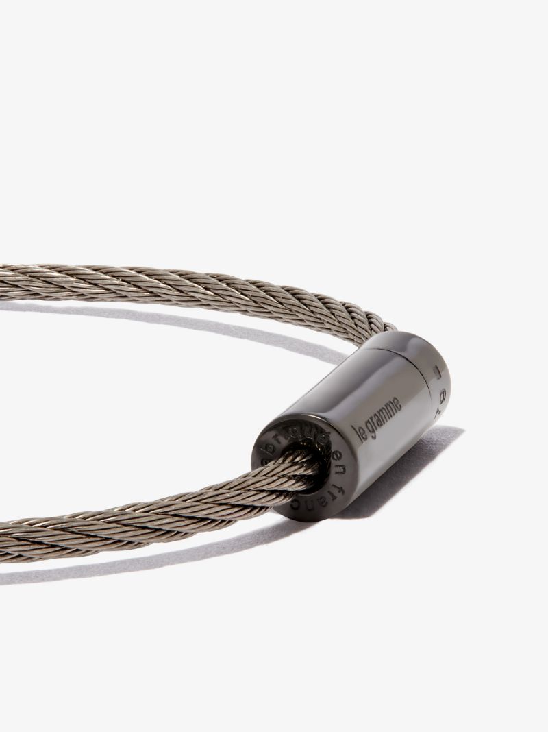 Silver Tone Le 7g Polished Ceramic Cable Bracelet