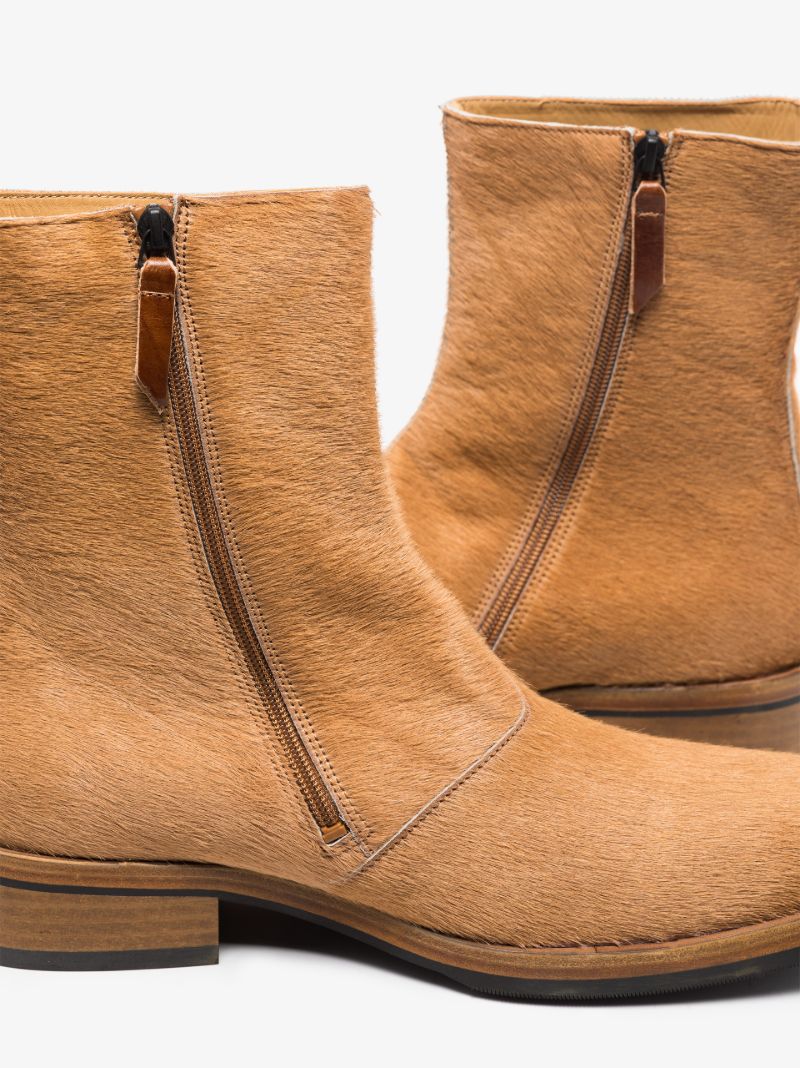 Brown Camion Textured Ankle Boots