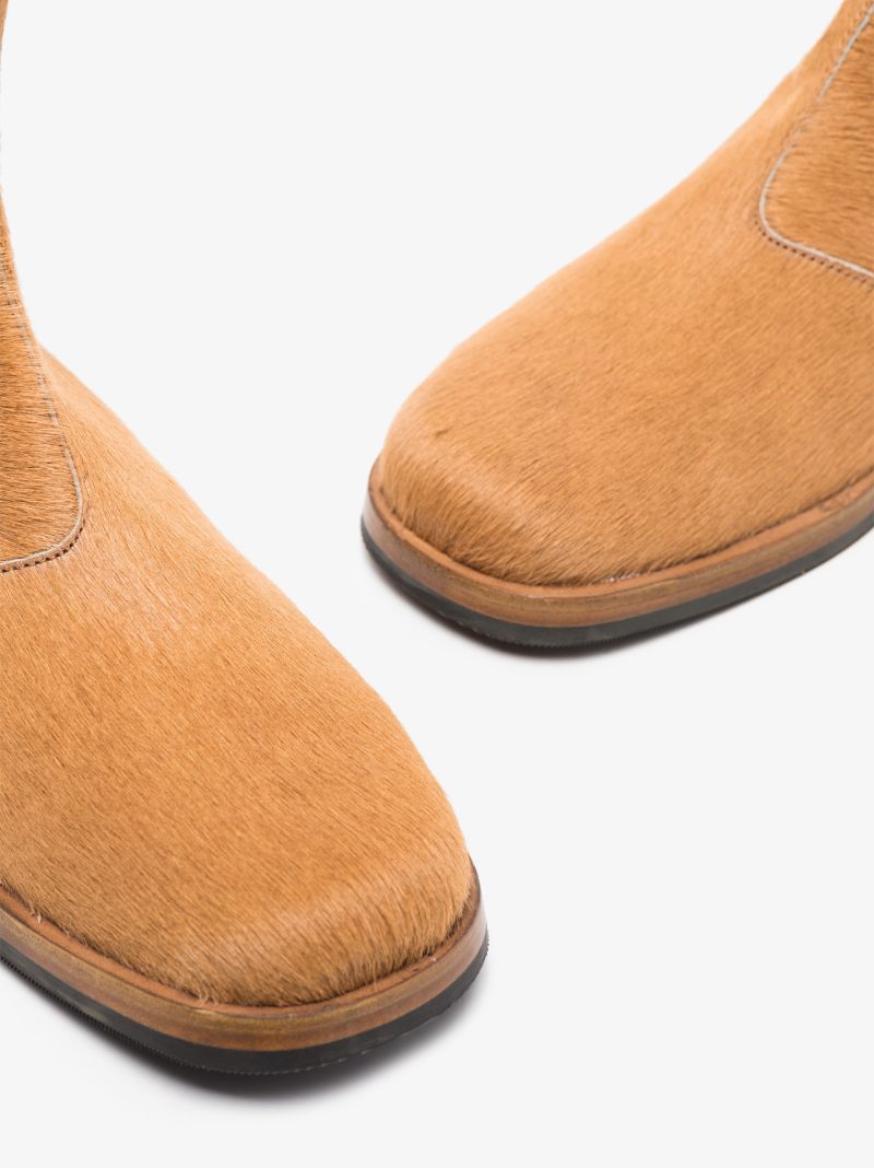 Brown Camion Textured Ankle Boots