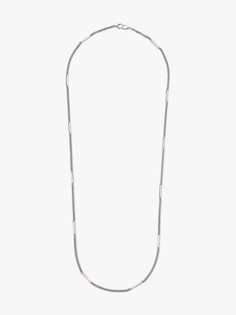 18k White Gold Station Curb Chain Necklace