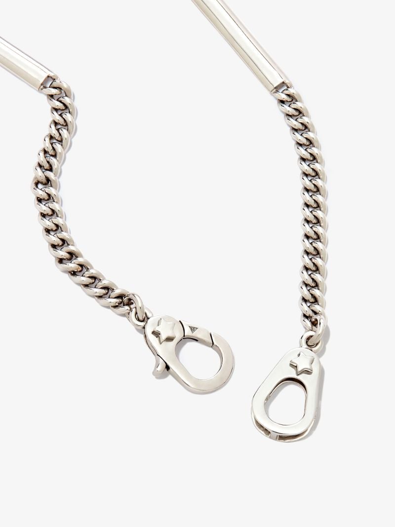 18k White Gold Station Curb Chain Necklace