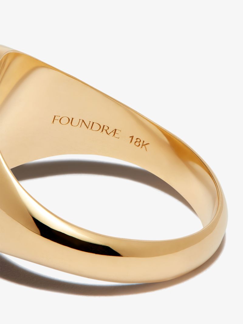 18k Yellow Gold Aquarius Diamond Signet Ring