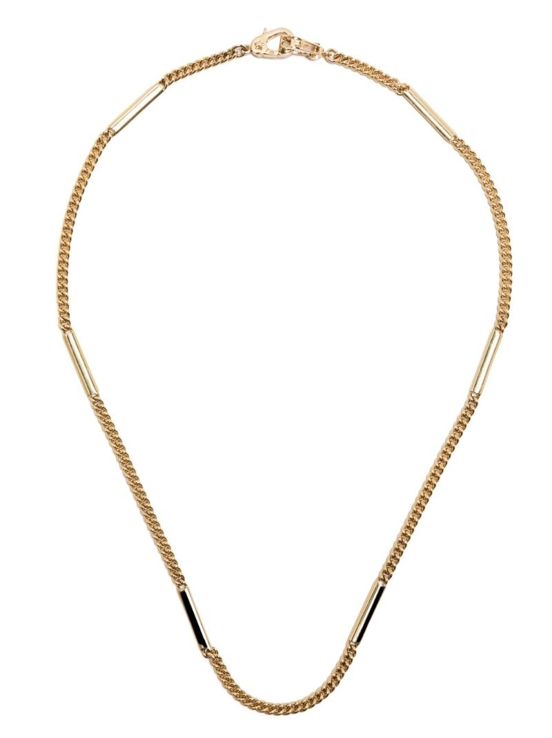 18k Yellow Gold Sister Hook Station Curb Chain Necklace