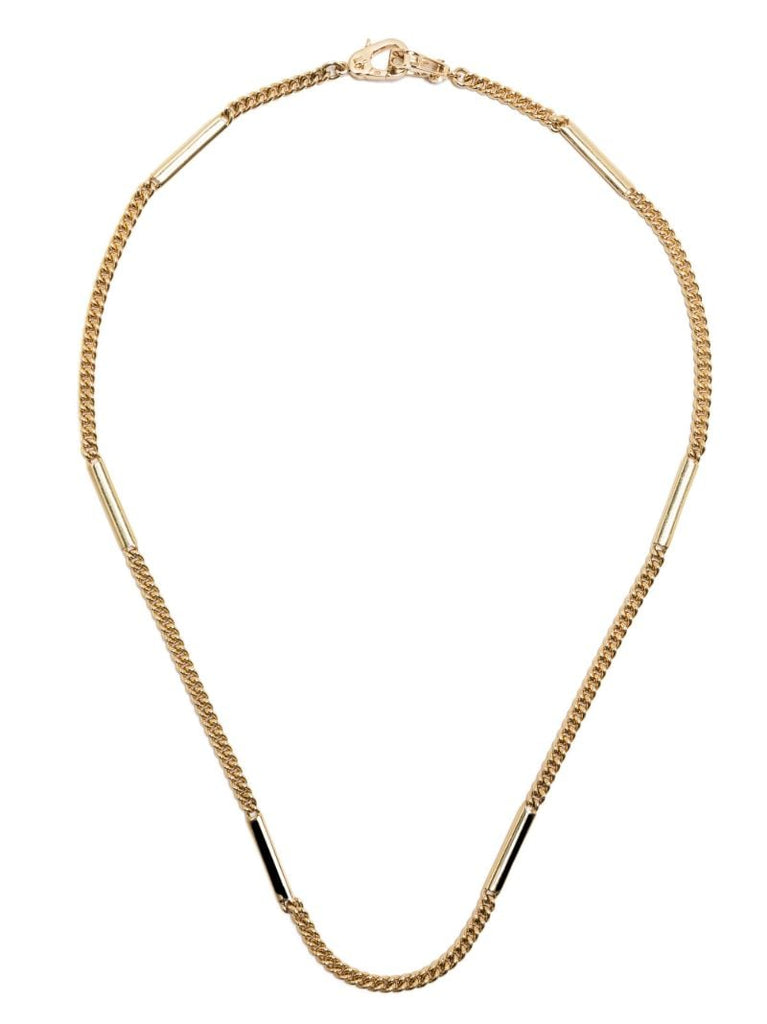 18k Yellow Gold Sister Hook Station Curb Chain Necklace