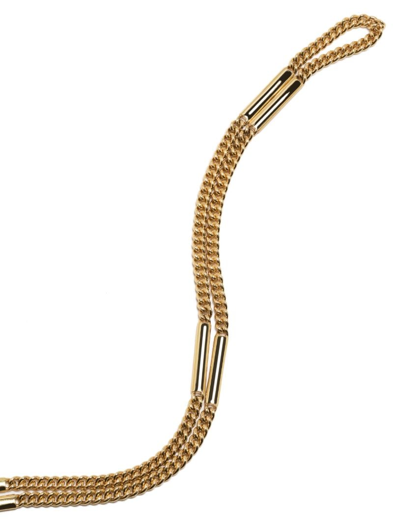 18k Yellow Gold Sister Hook Station Curb Chain Necklace