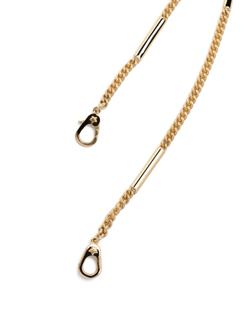 18k Yellow Gold Sister Hook Station Curb Chain Necklace