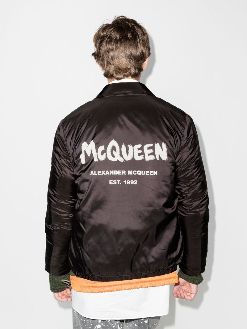 Graffiti Logo Print Bomber Jacket