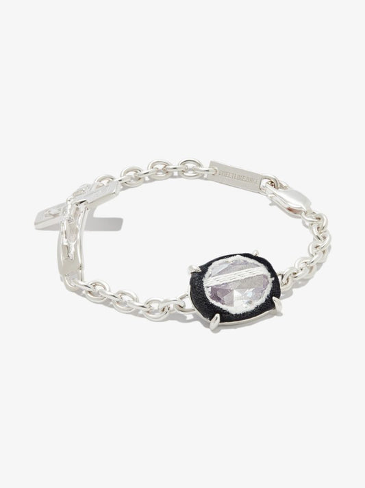 Sterling Silver Crucifix Cubic Zirconia Bracelet