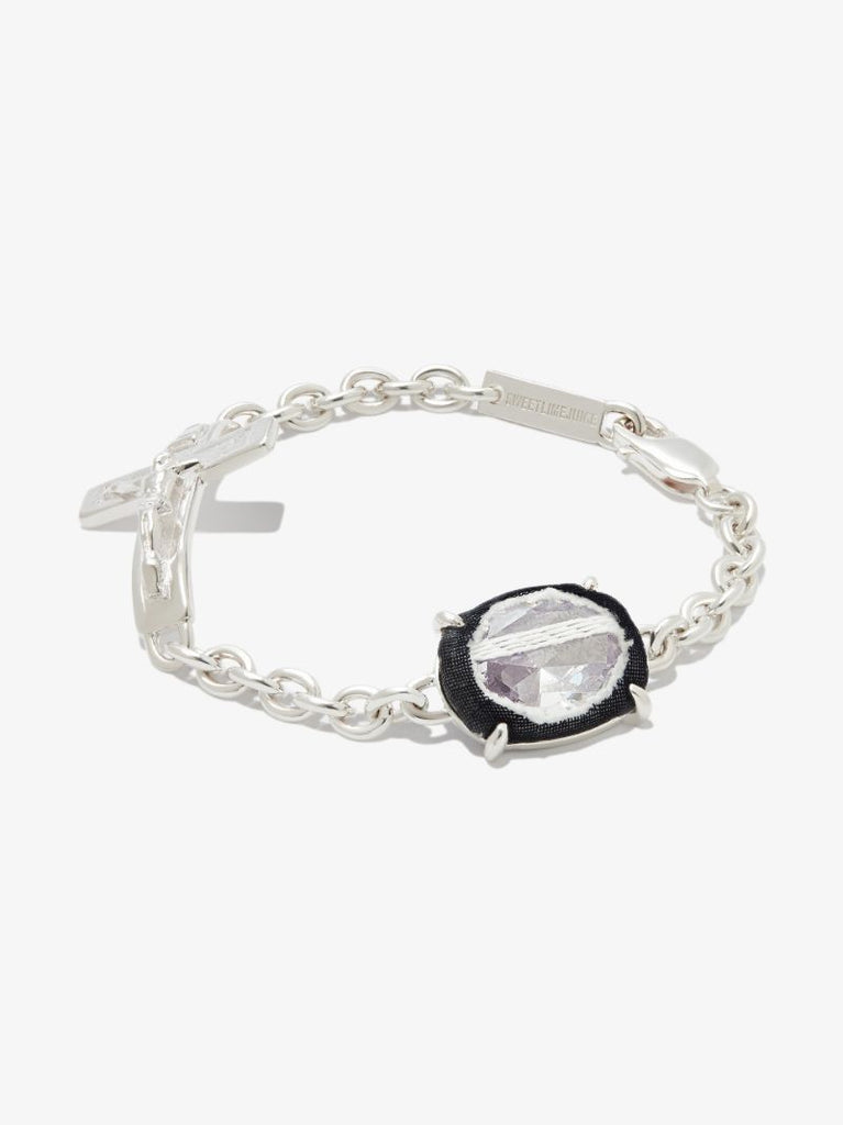 Sterling Silver Crucifix Cubic Zirconia Bracelet