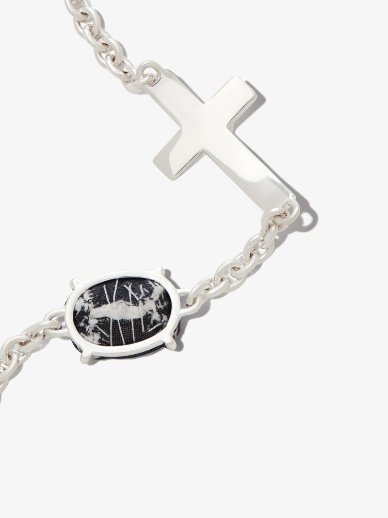 Sterling Silver Crucifix Cubic Zirconia Bracelet