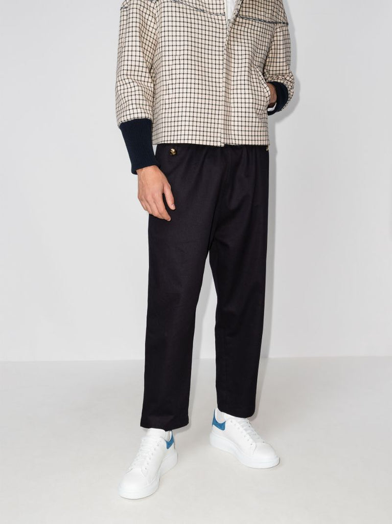 White and Blue Embossed Oversized Sneakers