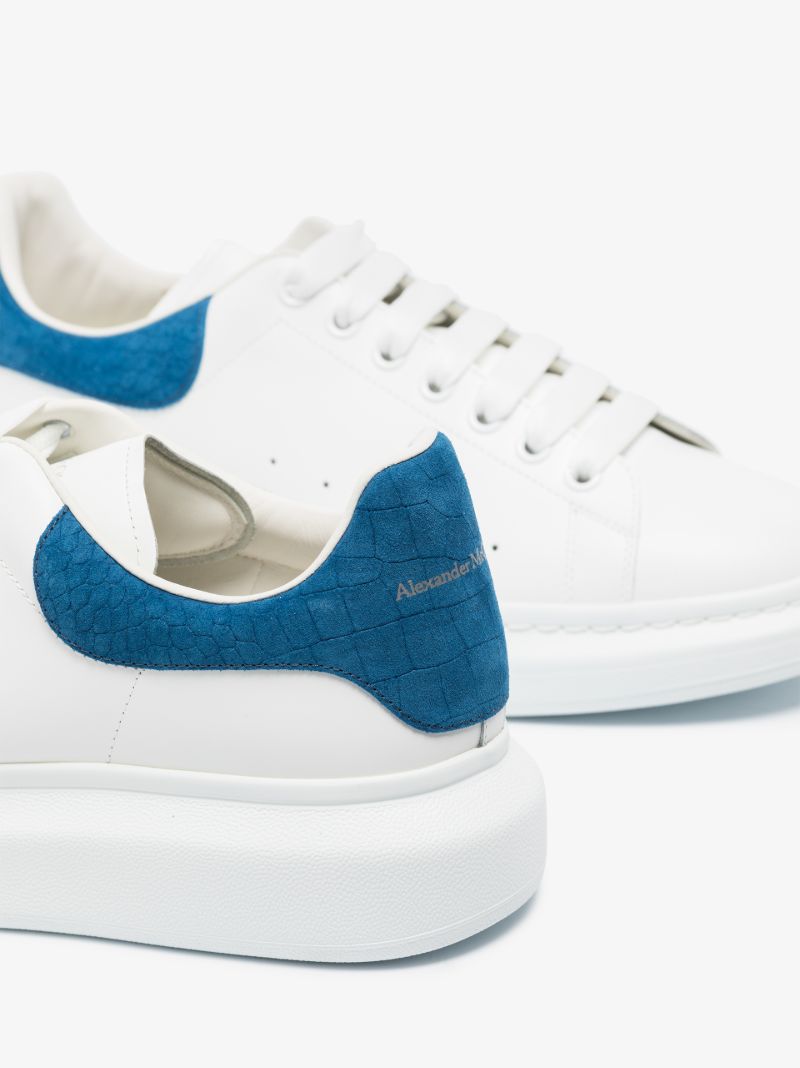 White and Blue Embossed Oversized Sneakers