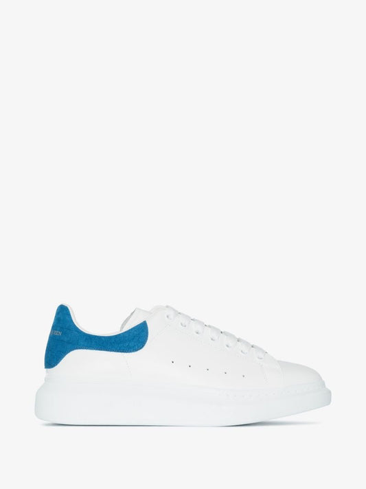 White and Blue Embossed Oversized Sneakers