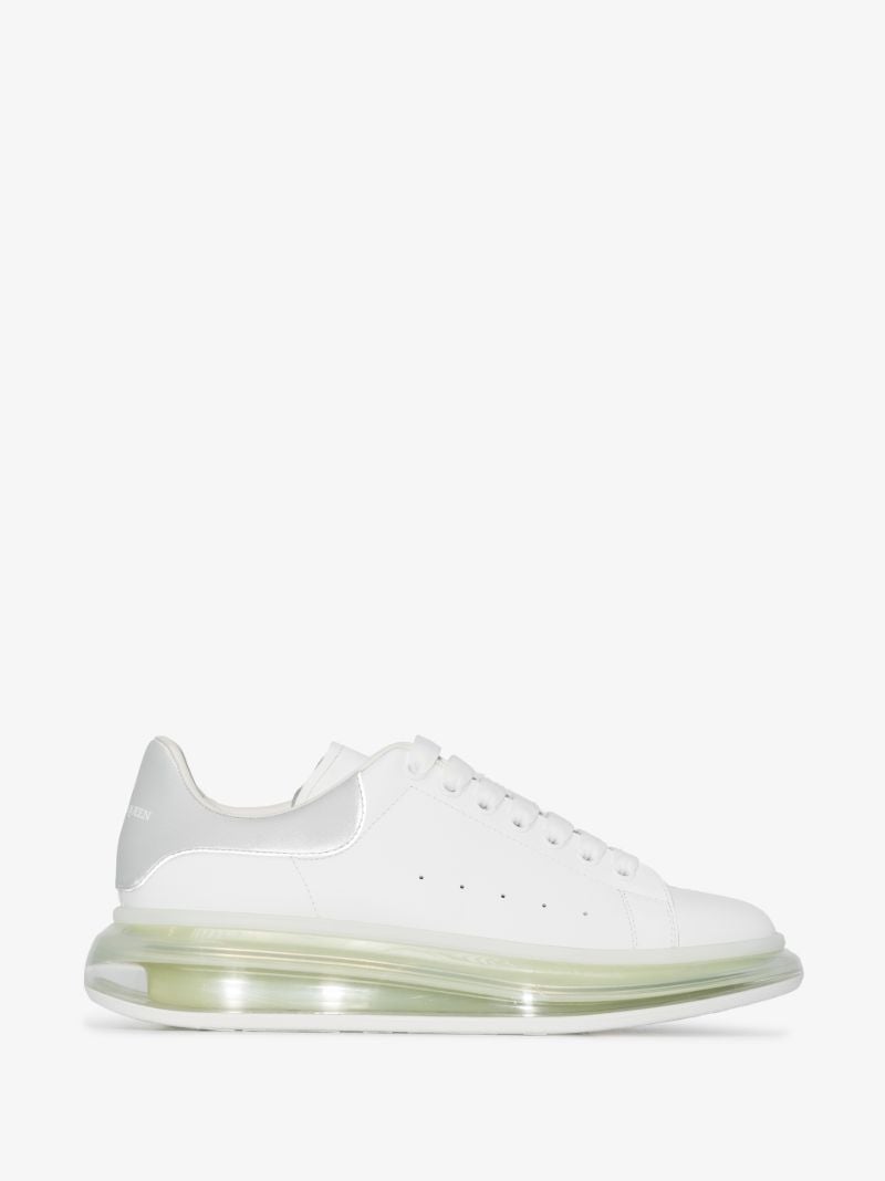 White and Transparent Oversized Leather Sneakers