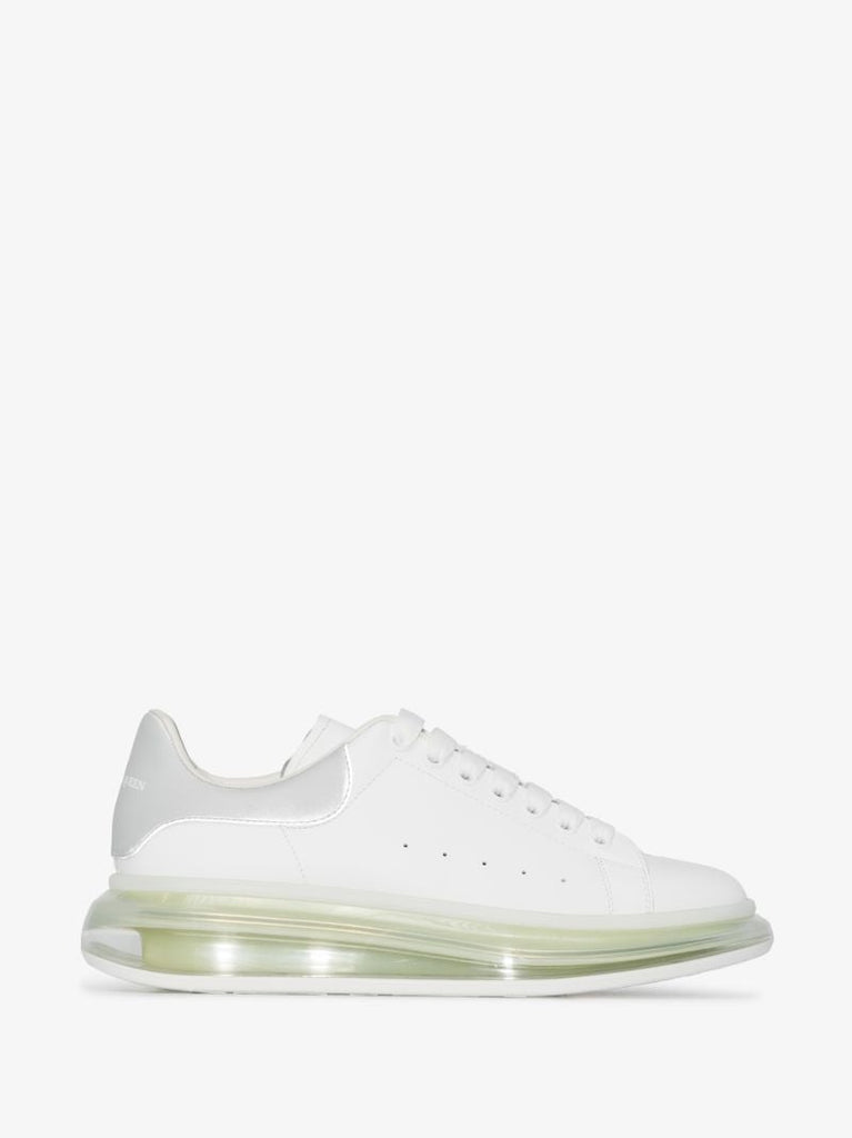 White and Transparent Oversized Leather Sneakers