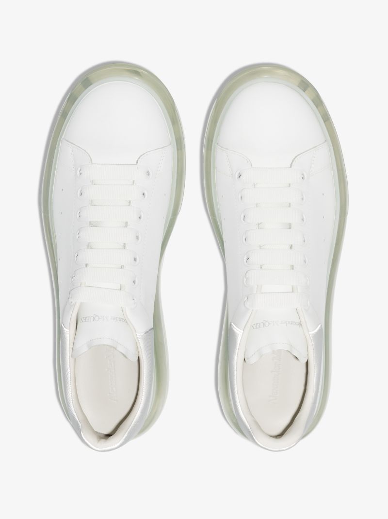 White and Transparent Oversized Leather Sneakers