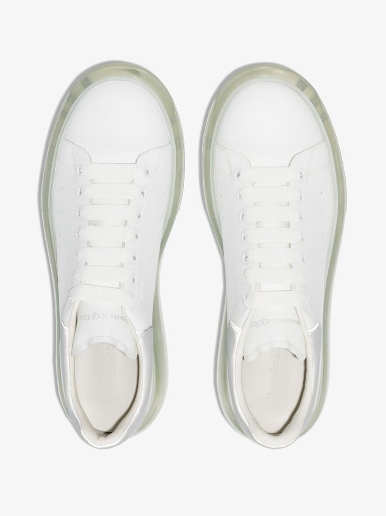 White and Transparent Oversized Leather Sneakers