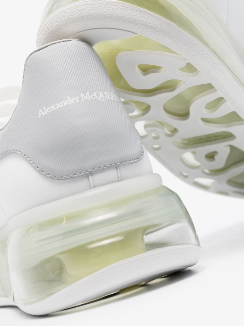 White and Transparent Oversized Leather Sneakers