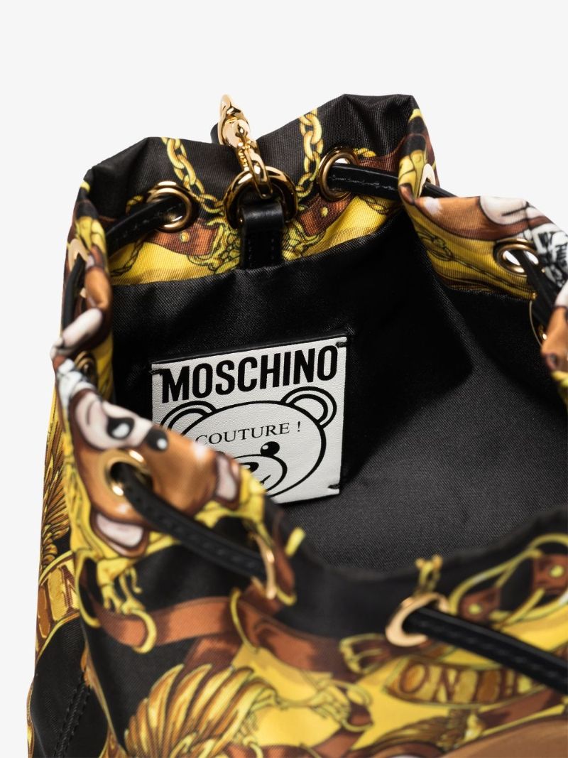 Yellow Teddy Bear Print Mini Bucket Bag