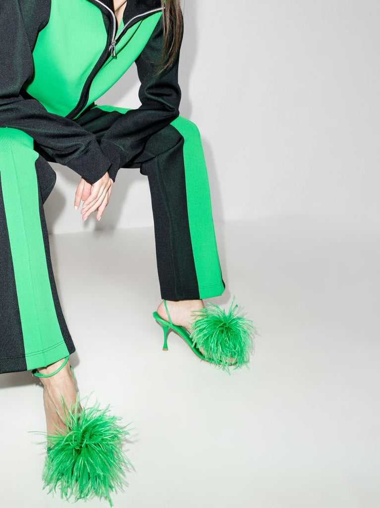 Green Feather Dot 90 Sandals