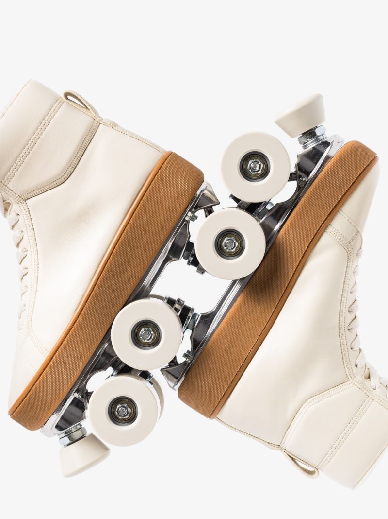 Cream Quilted Leather Roller Skate Sneakers