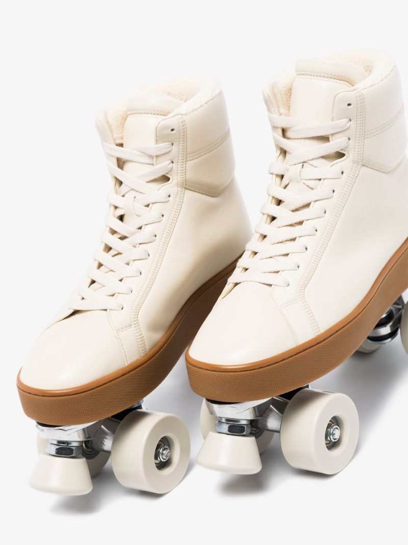 Cream Quilted Leather Roller Skate Sneakers