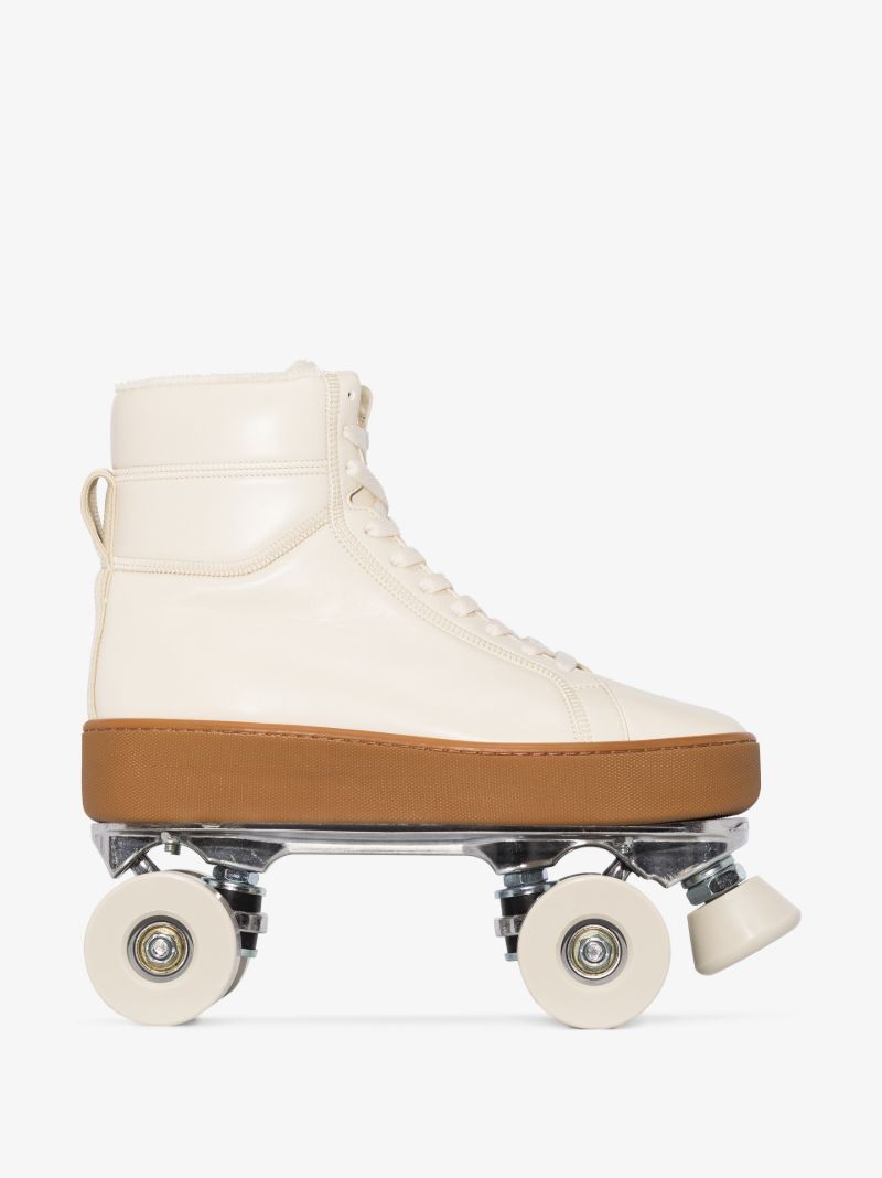 Cream Quilted Leather Roller Skate Sneakers