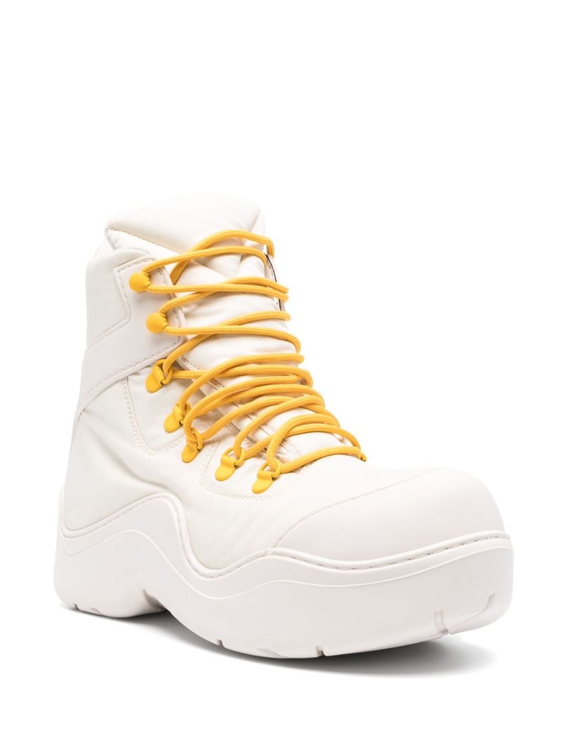 White Puddle Leather Ankle Boots