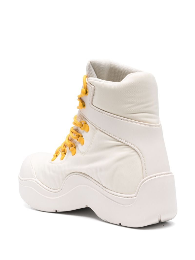 White Puddle Leather Ankle Boots
