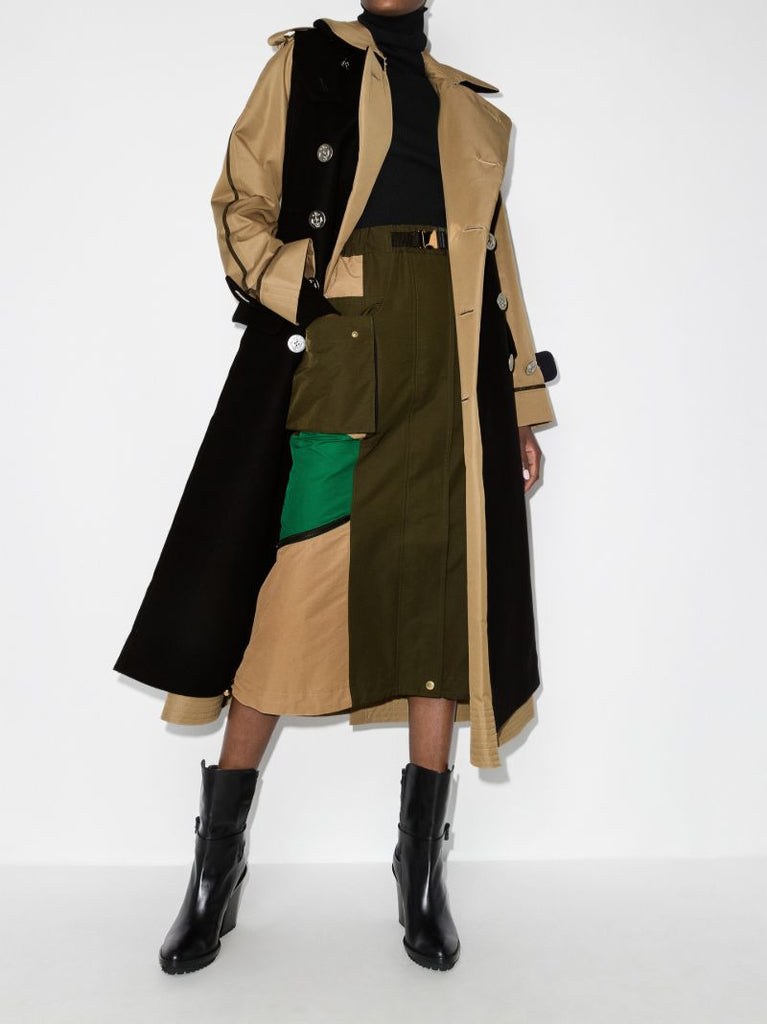 Belted Patchwork Skirt