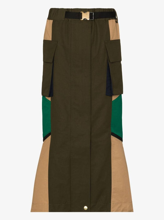 Belted Patchwork Skirt