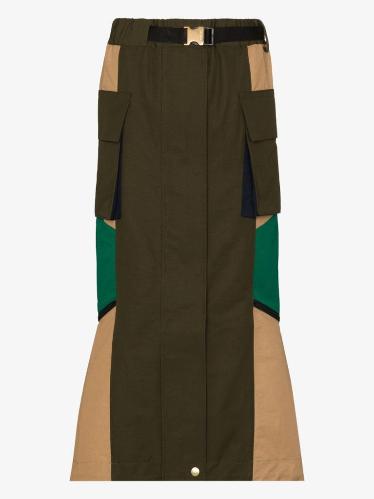 Belted Patchwork Skirt