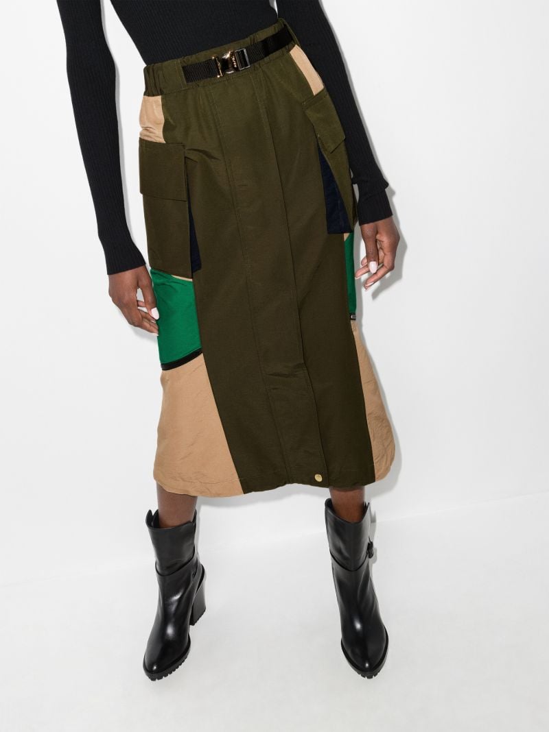 Belted Patchwork Skirt