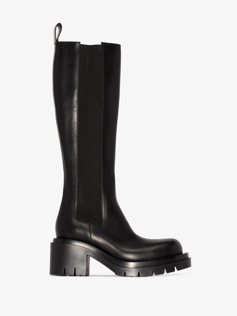 Black Lug 70 Knee-high Leather Boots