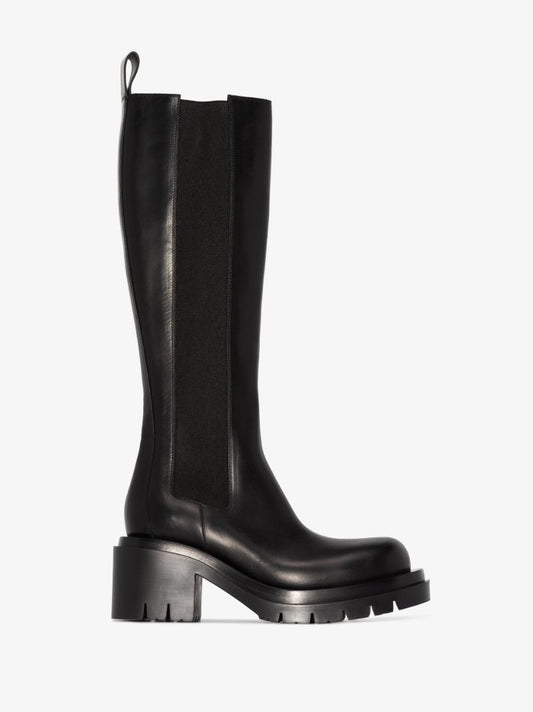 Black Lug 70 Knee-high Leather Boots