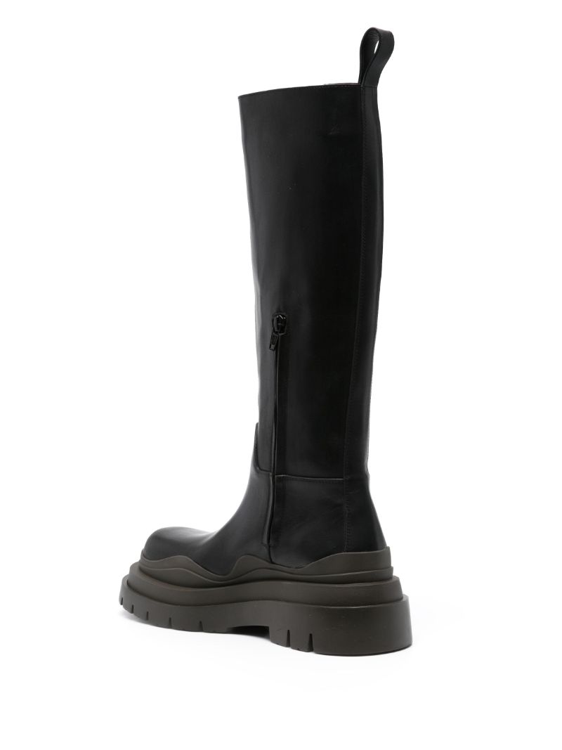 Black Tire Knee-high Leather Boots