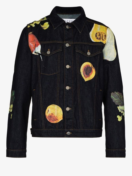 Veggie Fruit Print Denim Jacket