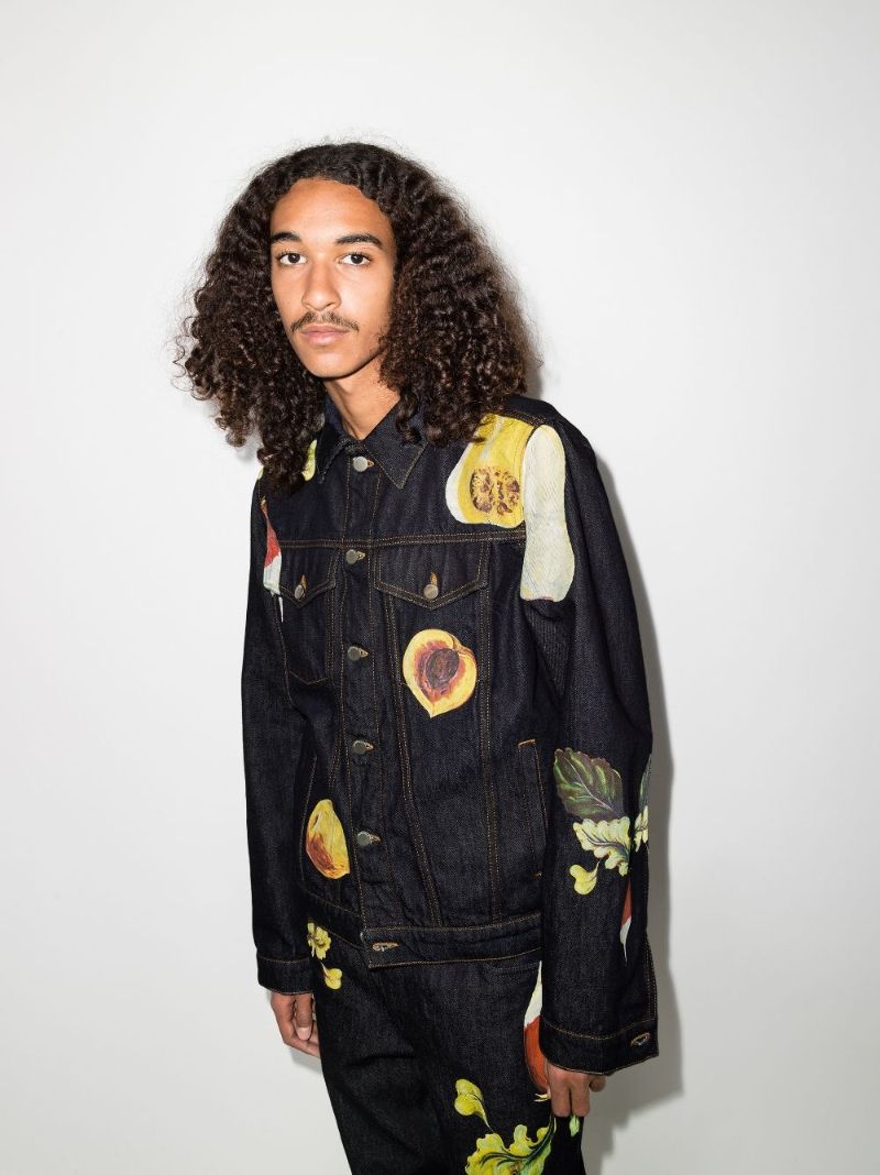Veggie Fruit Print Denim Jacket