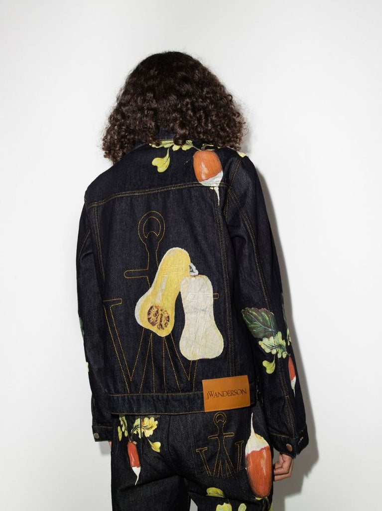 Veggie Fruit Print Denim Jacket