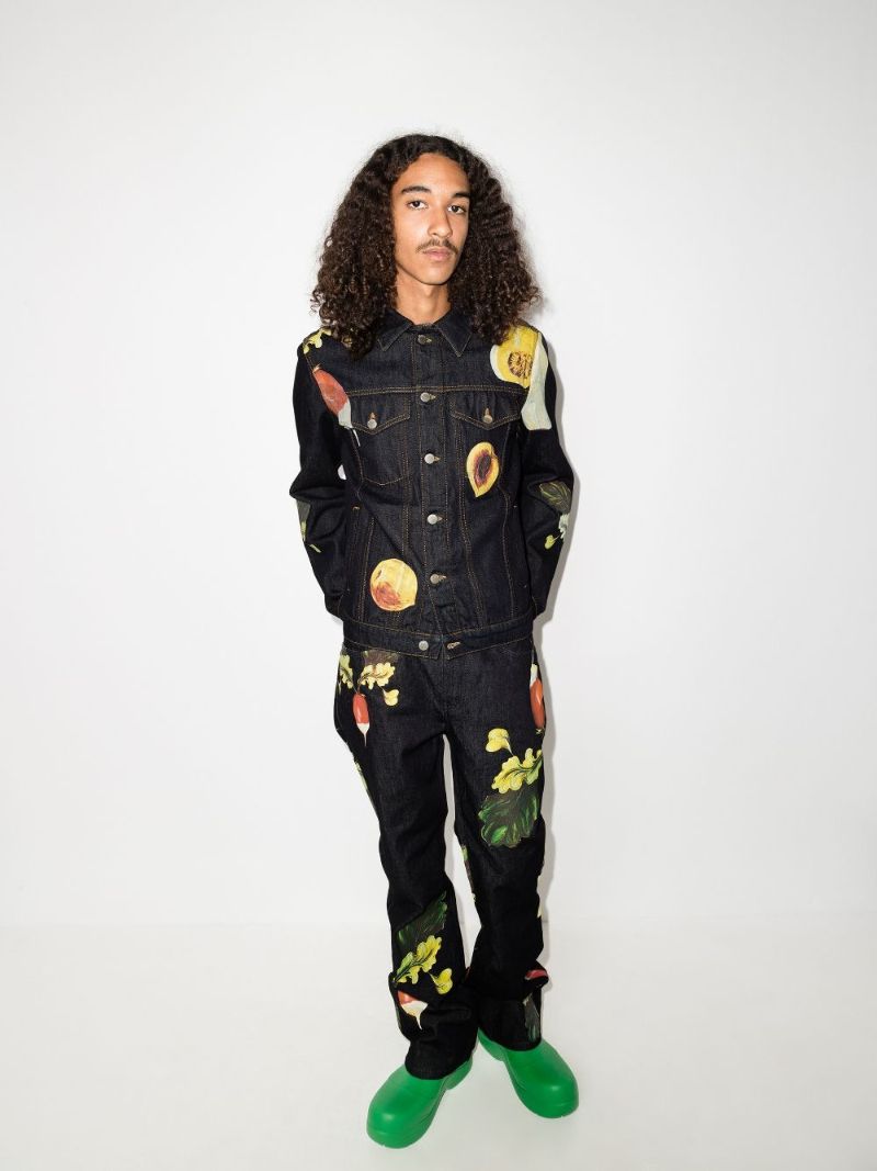 Veggie Fruit Print Denim Jacket