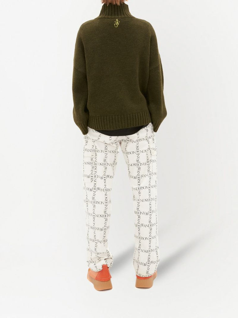 Green Contrast Pocket Sweater