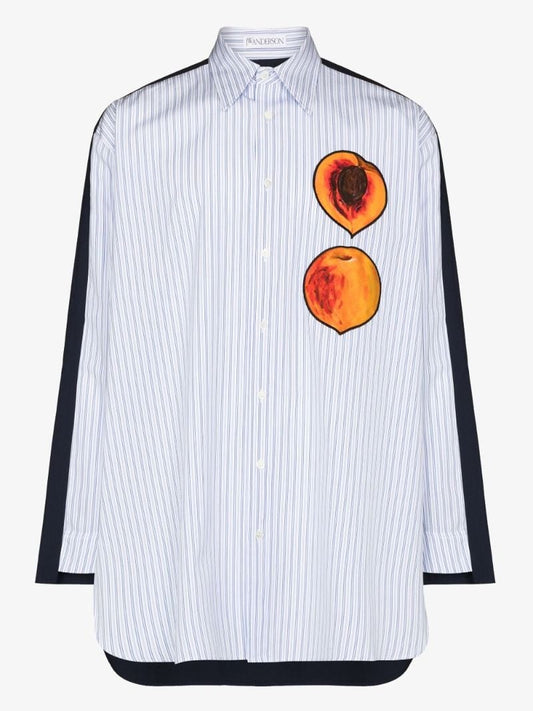 Peach Print Panelled Cotton Shirt