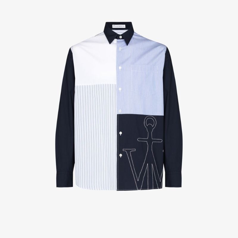 Embroidered Logo Patchwork Shirt