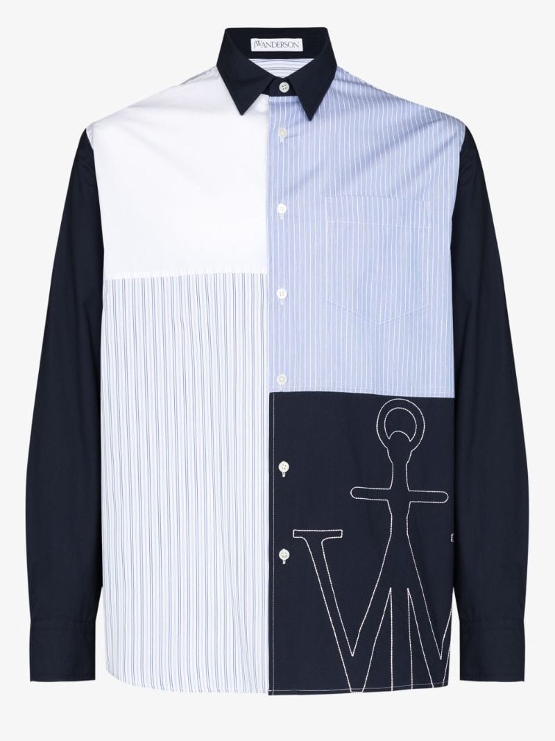 Embroidered Logo Patchwork Shirt