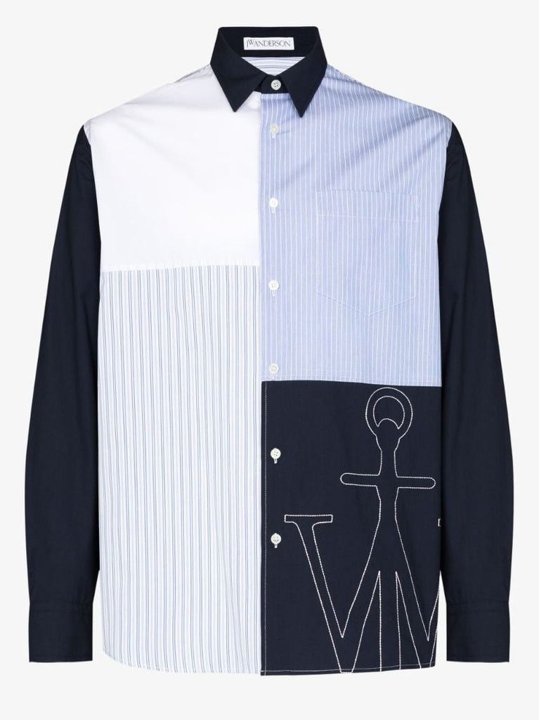 Embroidered Logo Patchwork Shirt