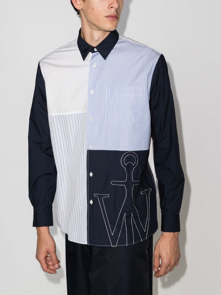 Embroidered Logo Patchwork Shirt