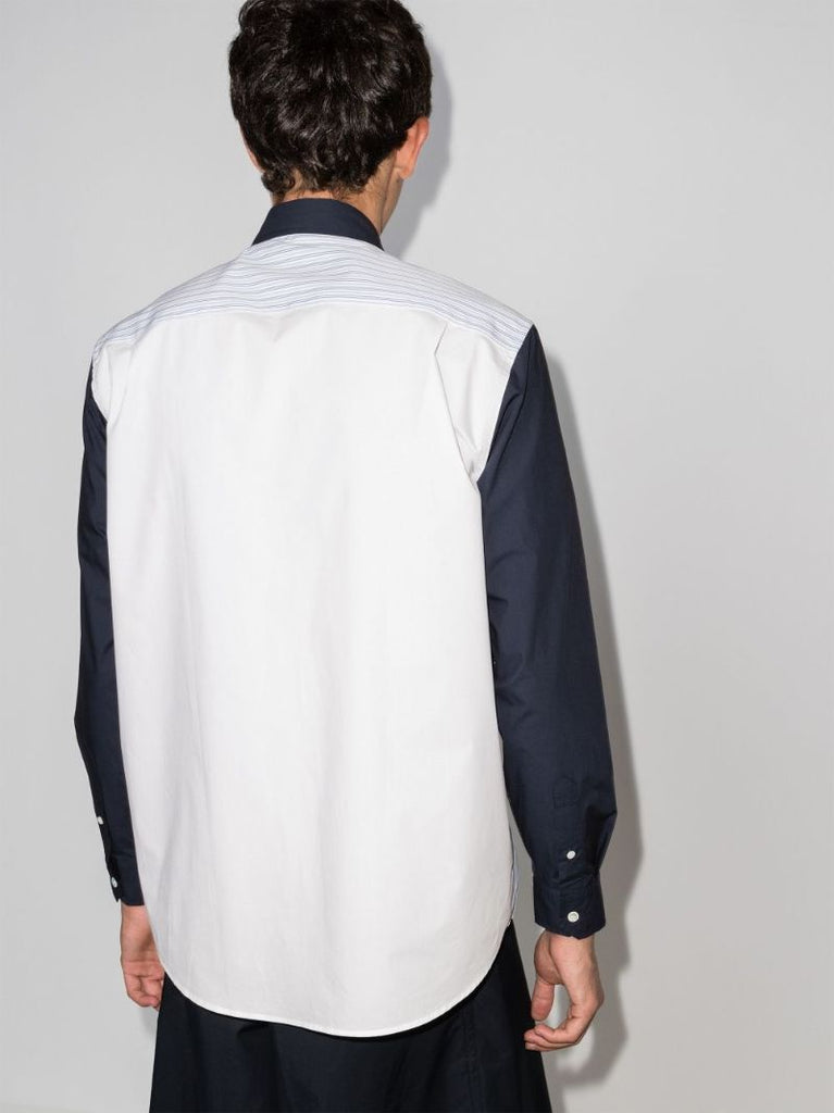 Embroidered Logo Patchwork Shirt