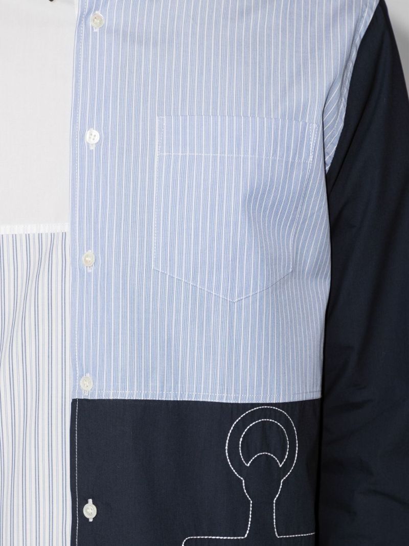 Embroidered Logo Patchwork Shirt